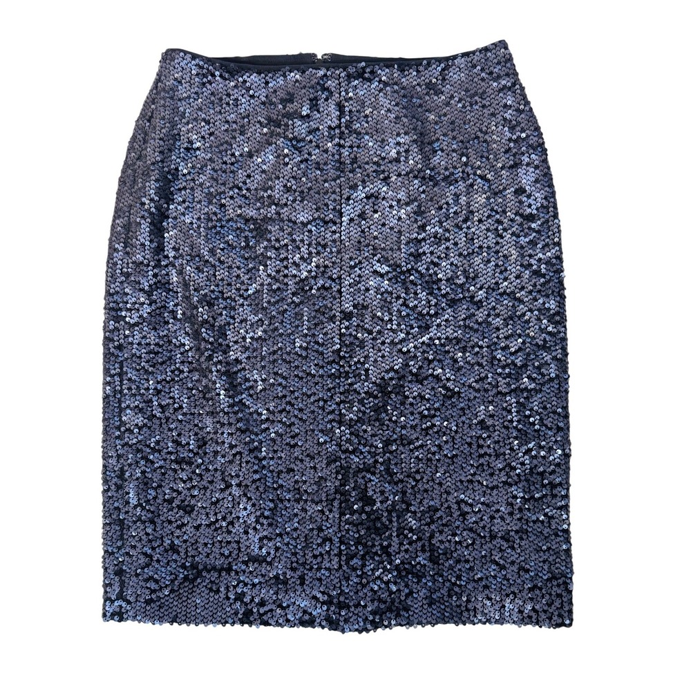 Ann Taylor Women's Navy Sequin Pencil Skirt Size Medium Sparkly Spangled Party